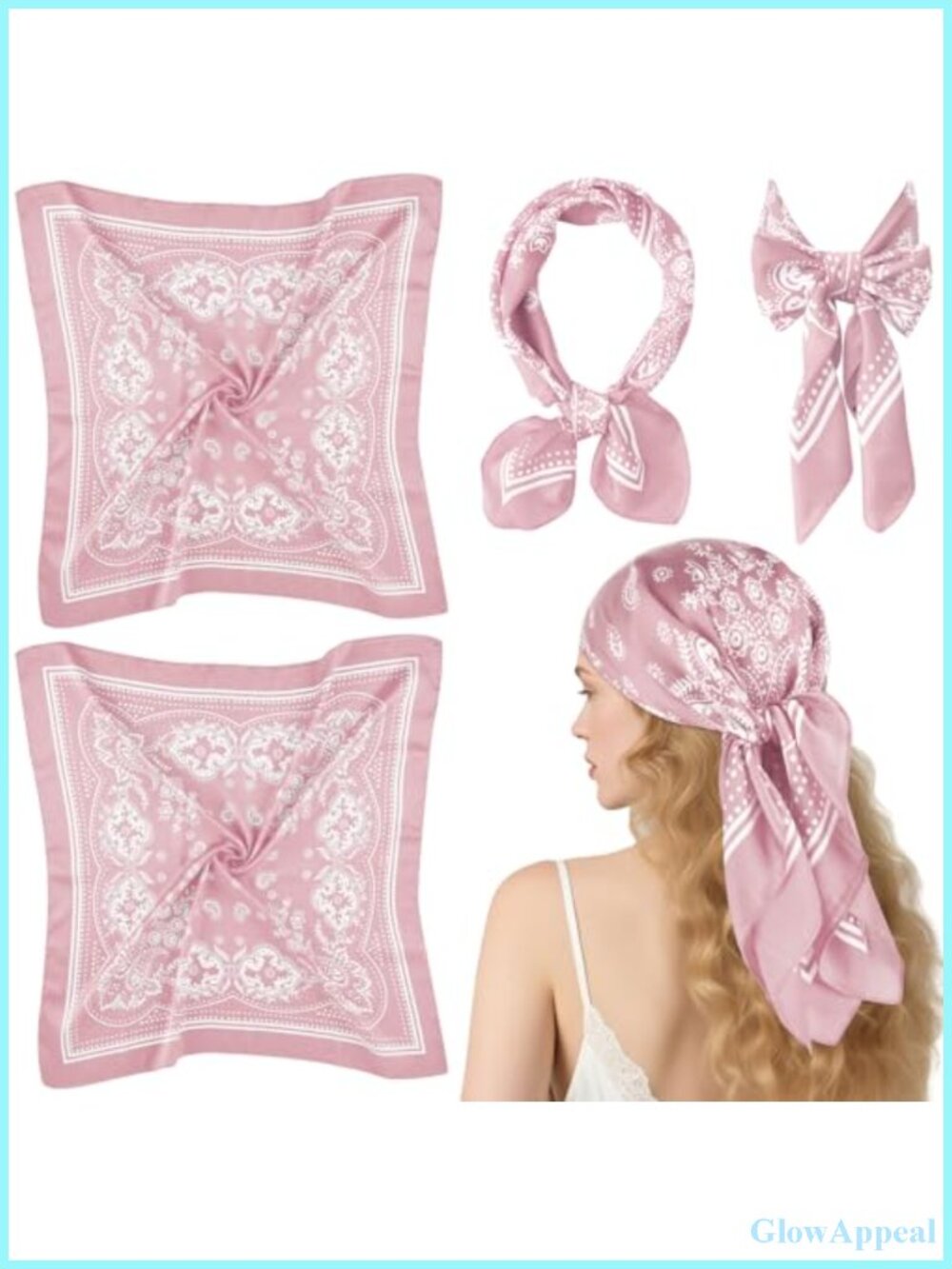 Satin Head Scarf Bandana for Women Hair Wrap Square Silk-like Scarf